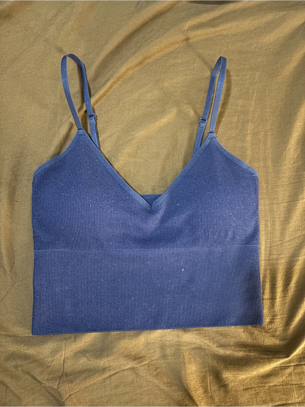 Navy Blue Ribbed V-Neck Cami Top